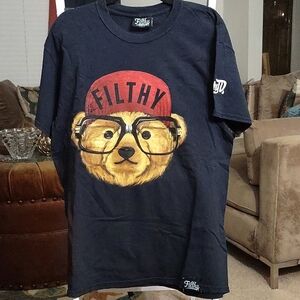 FILTHY DRIPPED Shortsleeve Graphic Phrase Bearface Shirt